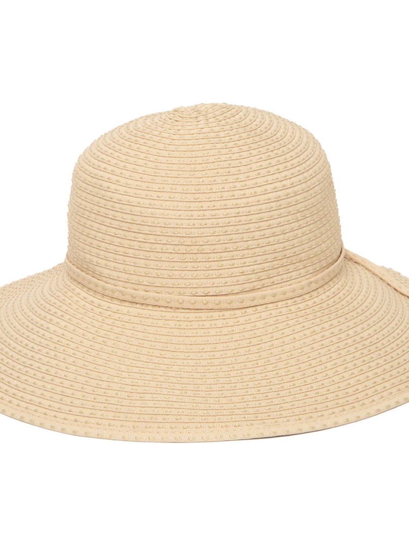 San Diego Hat Company Natural Wide-Brim Ribbon Crusher Medium Brim Sun Hat